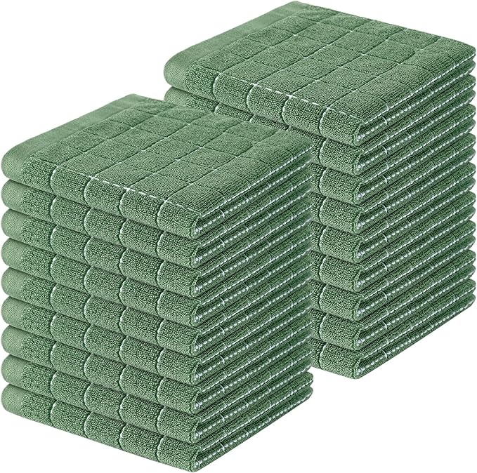Homaxy 100% Cotton Terry Kitchen Dish Cloths, 18 Pack, Grass Green by Homaxy
