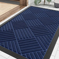 Smiry Front Door Mat Outside Entrance, Heavy Duty Outdoor Indoor Natural Rubber Doormat, Non Slip, Trap Dirt and Moisture, Easy Clean, Low Profile Patio Porch Entryway Mat, 29.5x17, Navy Blue