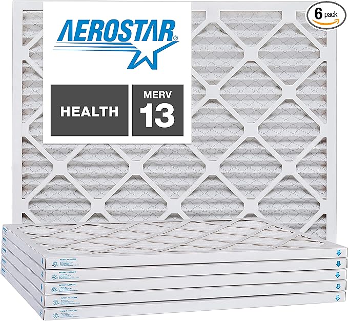 Aerostar 24x28x1 MERV 13, Pleated Air Filter, 24x28x1, Box of 6, Made in the USA
