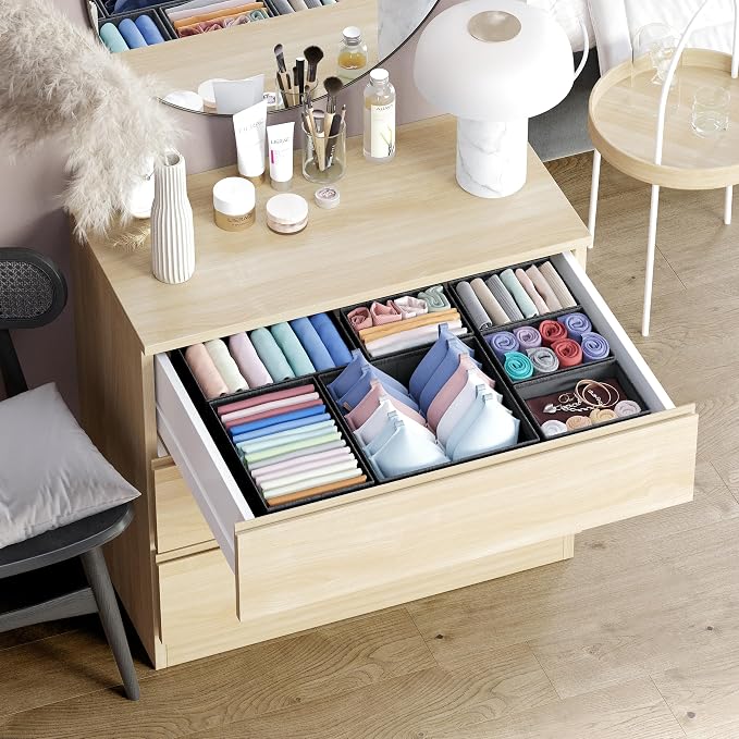 Drawer Organizer Clothes Set of 12 Black - Image 4