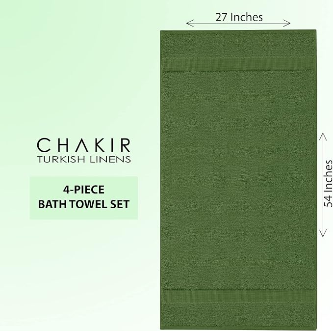 Chakir Turkish Linens 100% Cotton 4-Pack Bath Towels 27x54, Moss | Premium - Image 7
