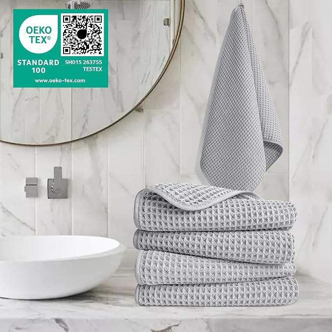 POLYTE 430 GSM Poly Blend Microfiber Quick Dry Waffle Hand Towel, 16x30 in | 4 - Image 2