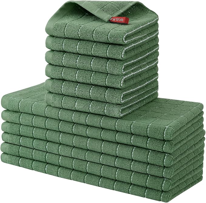 Homaxy Kitchen Towels and Dishcloths Set, Grass Green by Homaxy