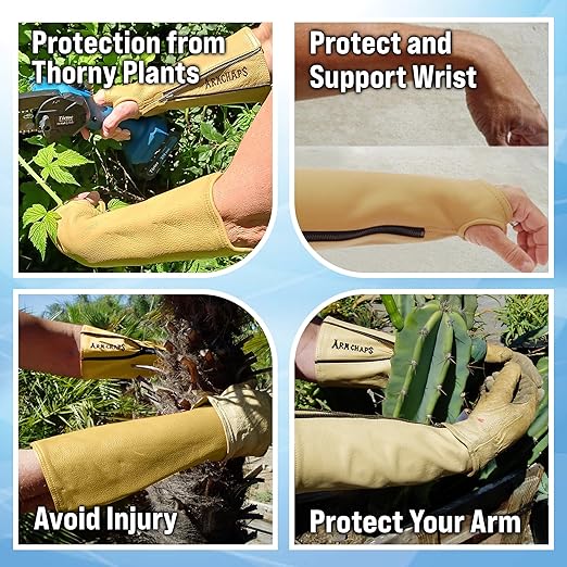 Arm Chaps Extended Elbow Leather Arm Guard - Arm Sleeve Protectors for Thin Skin and Bruising, Scratches & Cuts - Protective Arm Sleeve for Any Age- Left & Right Form-Fitting - Tan (1Pair/Small).
