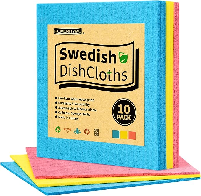 Swedish Dishcloths for Kitchen 10 Pack, Absorbent Dish Towels for Kitchen by HOMERHYME