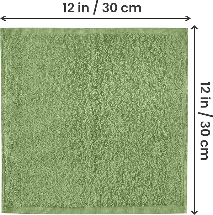 Utopia Towels 24 Pack Washcloths, 12x12 in, 100% Cotton, Sage Green | Premium - Image 2