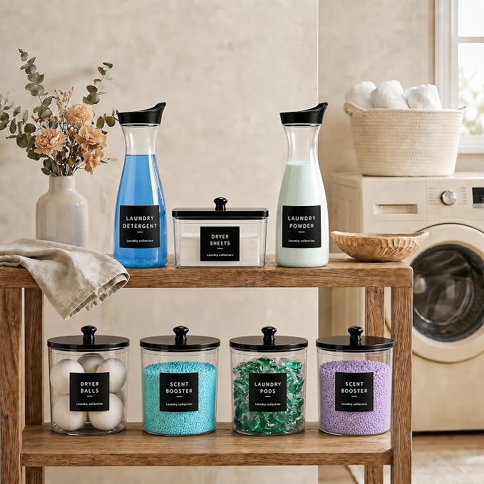 Laundry Room Organization Set, 5 Laundry Containers, 2 detergent dispenser - Image 3