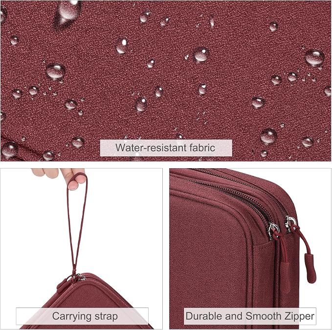 FYY Electronic Organizer, Travel Tech Pouch Bag, Extra Large, Wine Red | Wrist - Image 4