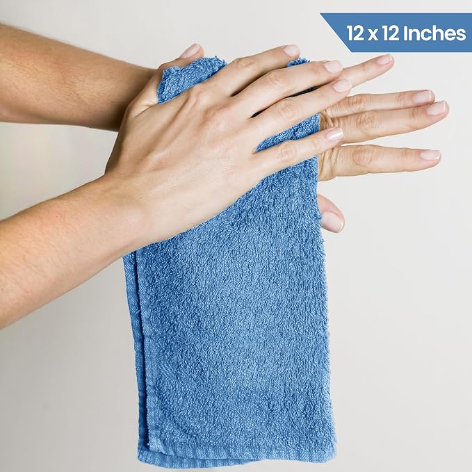 Utopia Towels 24 Pack Washcloths, 12x12 in, 100% Cotton, Electric Blue | - Image 9