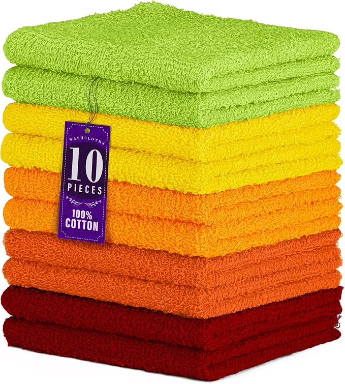 DecorRack 100% Cotton Washcloths 12x12 in by DecorRack