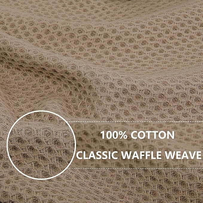 Homaxy 100% Cotton Waffle Weave Kitchen Dish Towels 18-Pack, Tan | 13 x 28 - Image 2