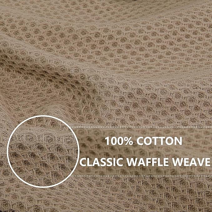 Homaxy 100% Cotton Waffle Weave Kitchen Dish Towels 24-Pack, Tan | 13 x 28 - Image 2