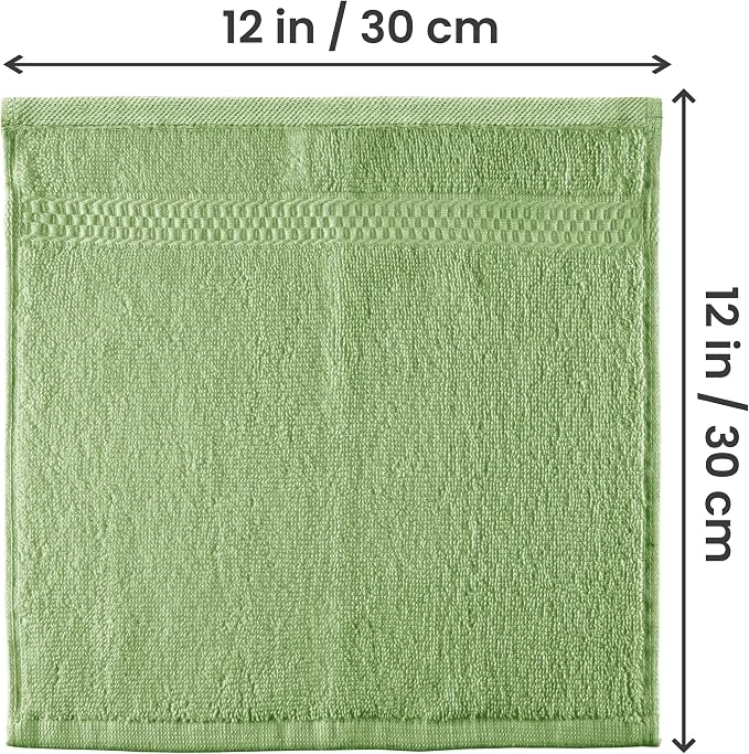 Utopia Towels 12 Pack Premium WashCloths, 12x12 in, 100% Cotton, Sage Green | - Image 2