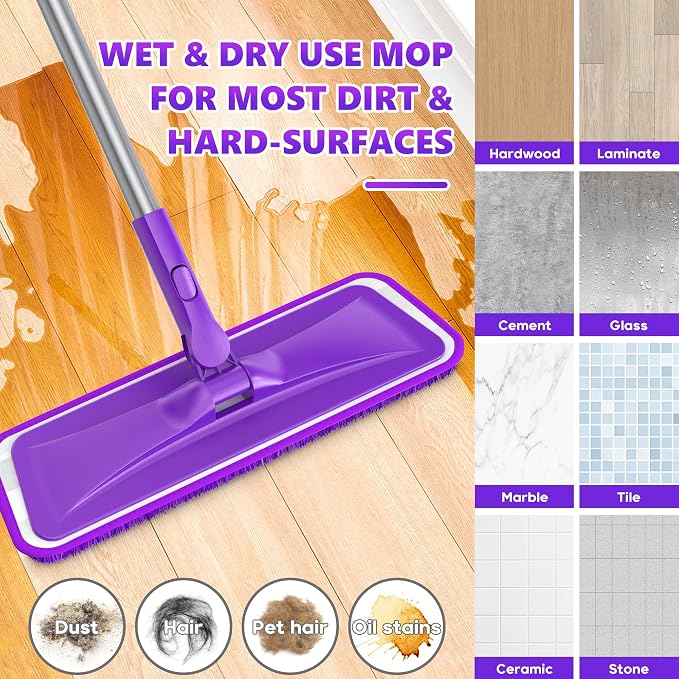 BPAWA Microfiber Mops for Floor Cleaning: Flat Mop for Wood Tile Laminate | 4 - Image 3