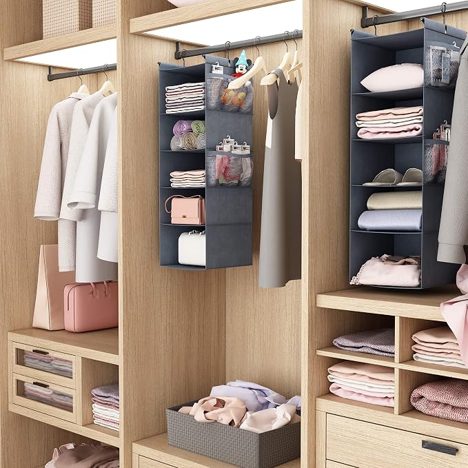 MAX Houser 5 Shelf Foldable Hanging Closet Organizer, Cloth Hanging Shelf - Image 6