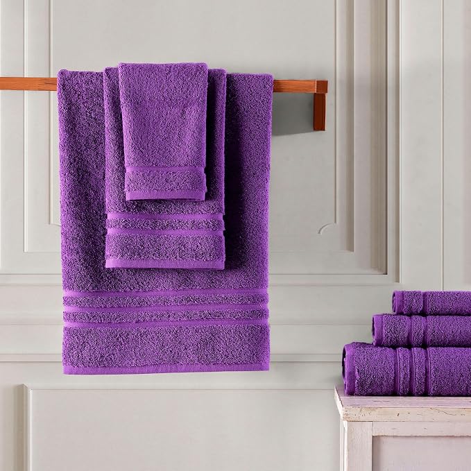 Hawmam Linen Purple 6 Piece Bath Towels Set - Image 4