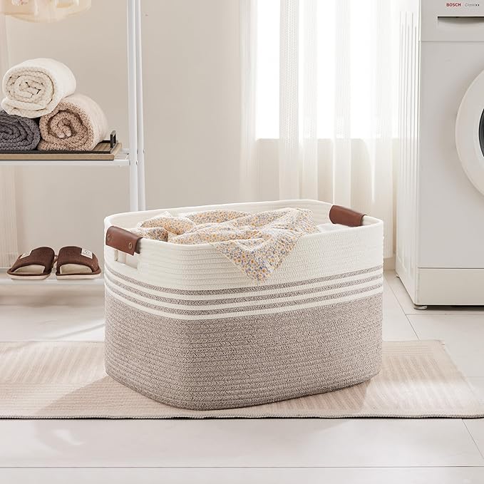 86L Large Woven Laundry Basket Hamper - Image 3