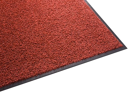 Guardian Platinum Series Indoor Wiper Floor Mat, Rubber with Nylon Carpet, 2'x18', Red