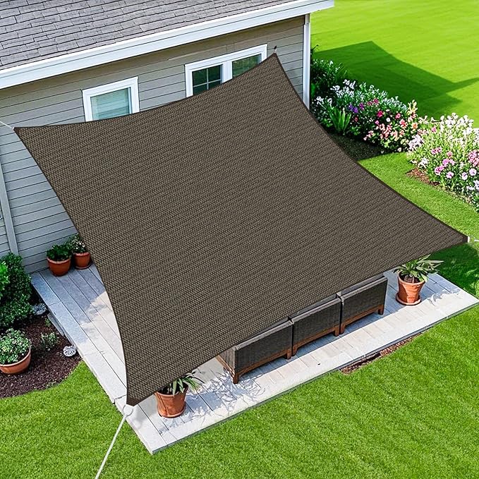 Amagenix Sun Shade Sail 24'X30' Curved Edge Outdoor Shade Canopy Mocha Breathable 95% UV Block Shade Cloth for Patio Garden Backyard (We Make Custom Size)