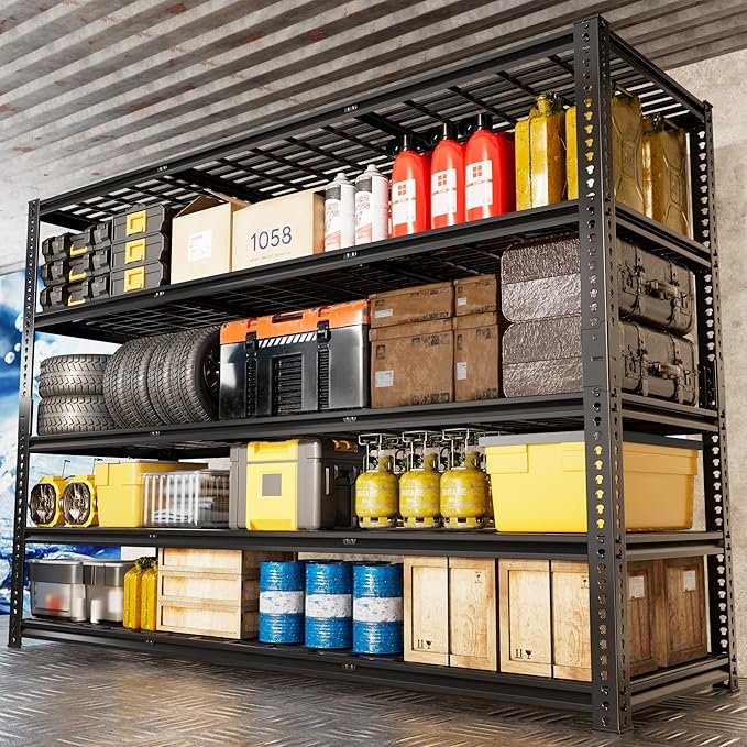 60" W Garage Shelving Heavy Duty, 5-Tier Storage Shelves, 3030LBS Adjustable Metal Shelving Units for Basement, Kitchen, Commercial, Warehouse,Pantry, Black