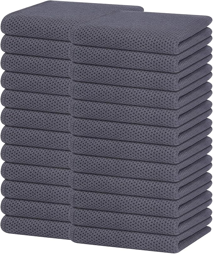 Homaxy 100% Cotton Waffle Weave Kitchen Dish Towels 24-Pack, Dark Grey | 13 x by Homaxy