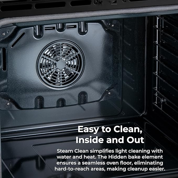 Kenmore 2296833 5.6 cu. ft. Front Control Electric Range Oven - True Convection with 5 Elements, Steam Clean Oven, Broil Function, Chrome Racks, Precision Set Controls, Large Window - Stainless Steel