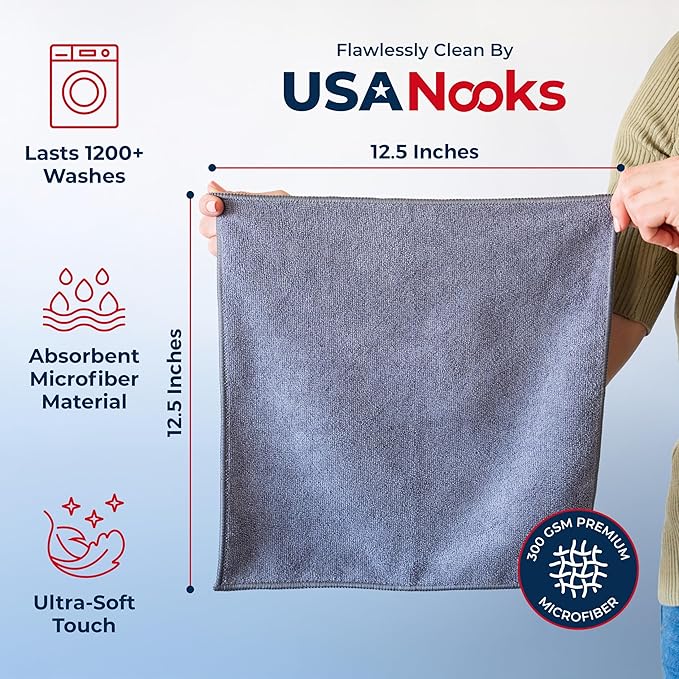 USANOOKS Microfiber Cleaning Cloth Grey - Image 2