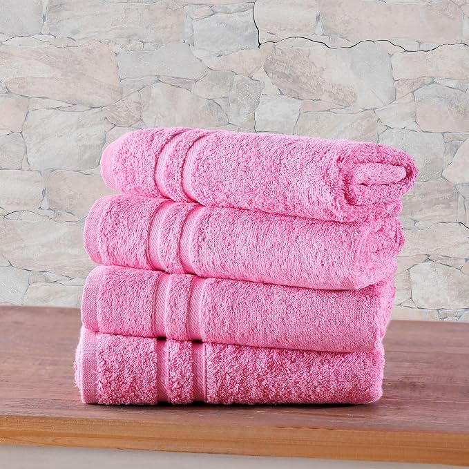 Hawmam Linen Pink Hand Towels 4 Pack Turkish Cotton Premium Quality Soft and - Image 5
