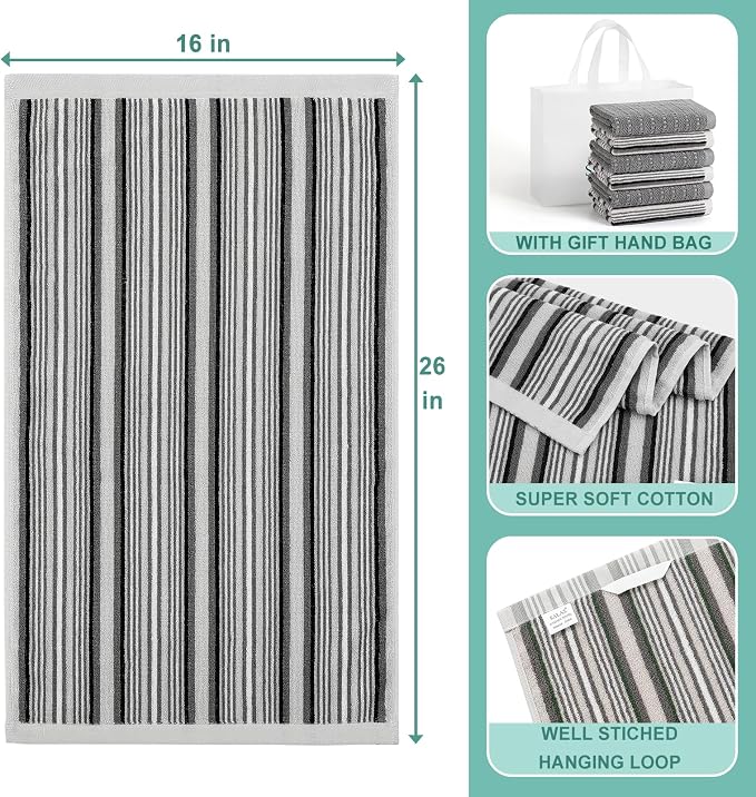 Kitchen Dish Towels for Drying Dishes, Large Cotton Kitchen Towels, Stripped - Image 2