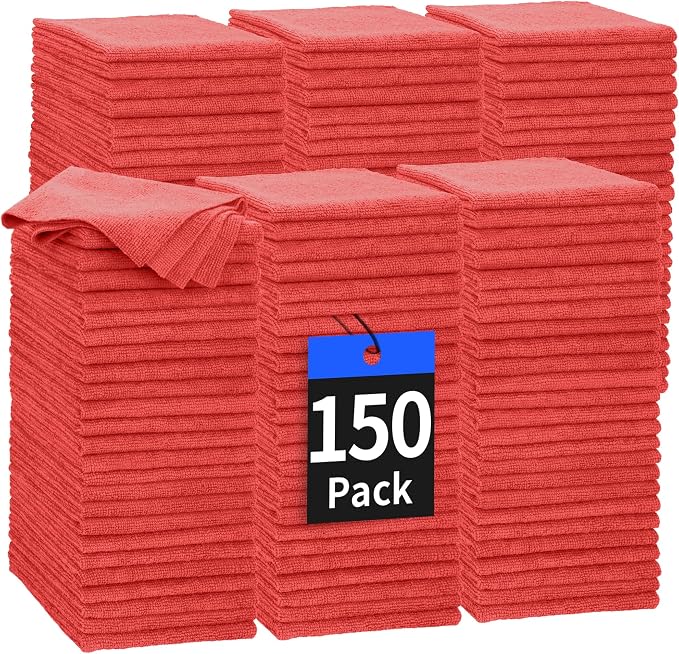 Microfiber Cleaning Cloth, 150 Pack Cleaning Rags Microfiber Towel Bulk by HOMERHYME