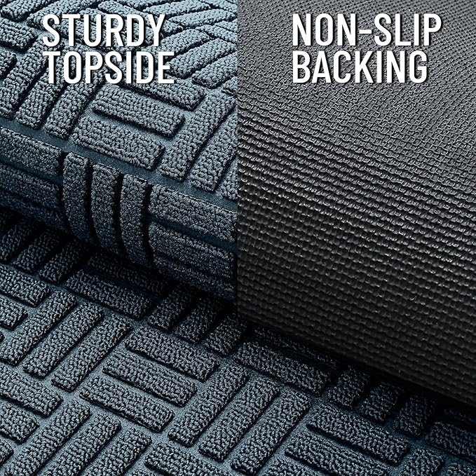 OLANLY Front Door Mat Outside Entrance 71x47, Absorbent, Heavy Duty Sturdy Natural Rubber Doormat Indoor Outdoor, Non-Slip, Stain and Fade Resistant, Low Profile Floor Mat for Entryway, Lake Blue