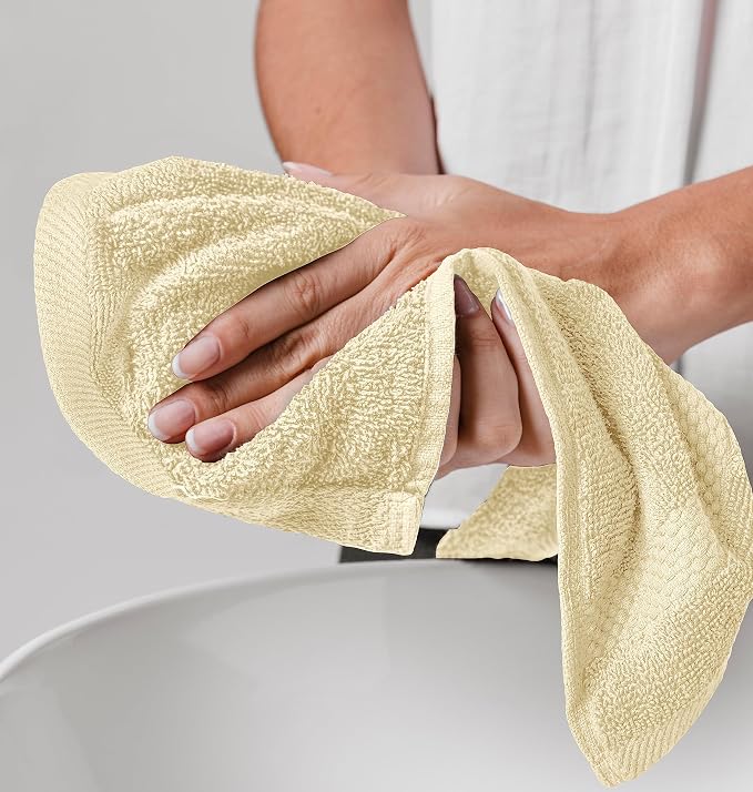 White Classic Luxury Cotton Washcloths 13x13 Inch - Image 8