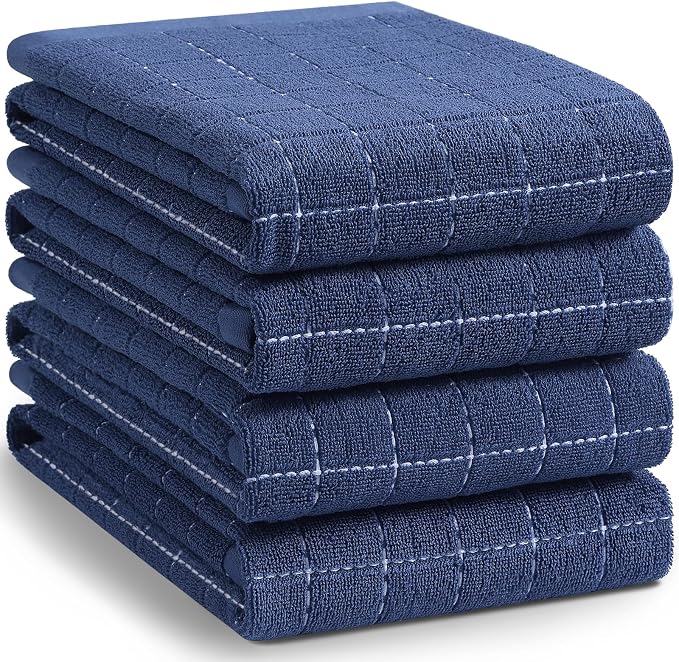 Homaxy 100% Cotton Terry Kitchen Towels, Large 4 Pack by Homaxy