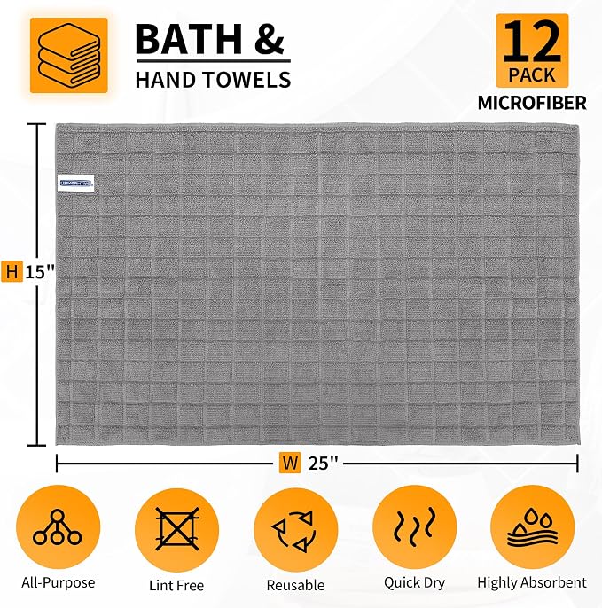 Hand Towels, 12 Pack 25''*15'' Gym Towels - Image 2