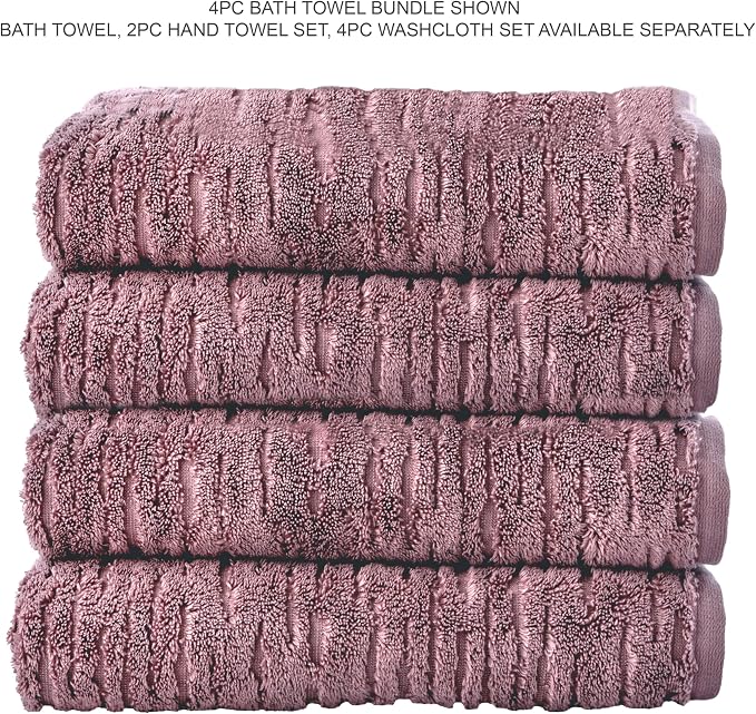 SKL Home CloudSoft 100% Cotton Luxury 4-Piece Bath Towel Set, Soft Plum | - Image 7