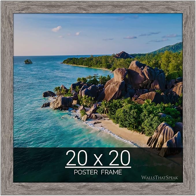 wallsthatspeak 20x20 Gray Barnwood Picture Frame for Puzzles Posters Photos or Artwork
