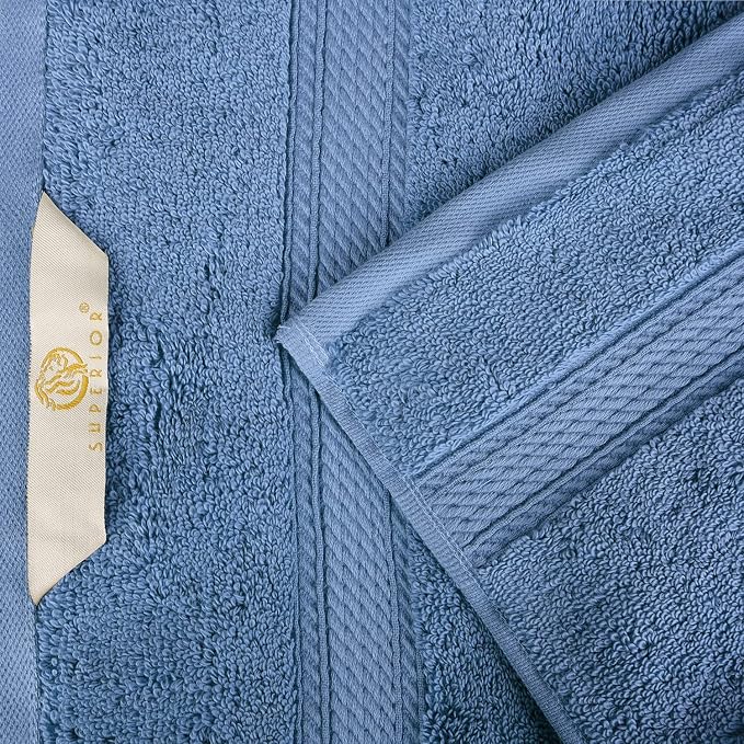 SUPERIOR Egyptian Cotton Ultra Plush & Absorbent, 8 Piece Set, Denim Blue | - Image 8
