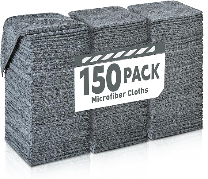 Gray Microfiber Cleaning Cloths Bulk Pack-150 Pack, Microfiber Towels Bulk | by TEAWOO