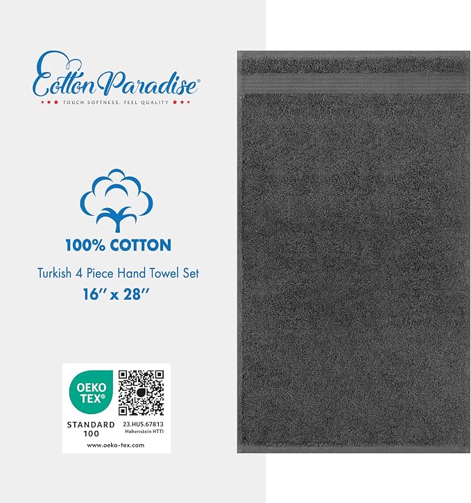 Cotton Paradise 100% Cotton Turkish Towel Set, Soft Absorbent Quick Dry - Image 4