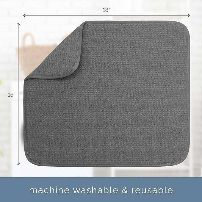 S&T INC. Dish Drying Mat, Charcoal Grey | Absorbent Microfiber, Kitchen Counter - Image 6