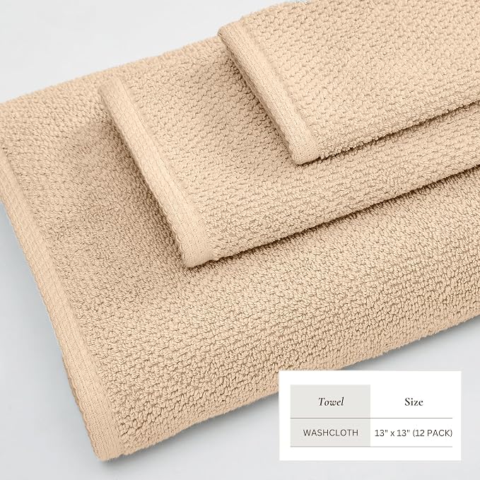 Great Bay Home 100% Cotton 12-Pack 13x13 Wash Cloth - Image 4