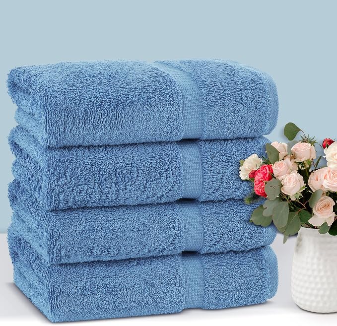 Chakir Turkish Linens 100% Cotton 4-Pack Bath Towels 27x54, Wedgewood | Premium - Image 4