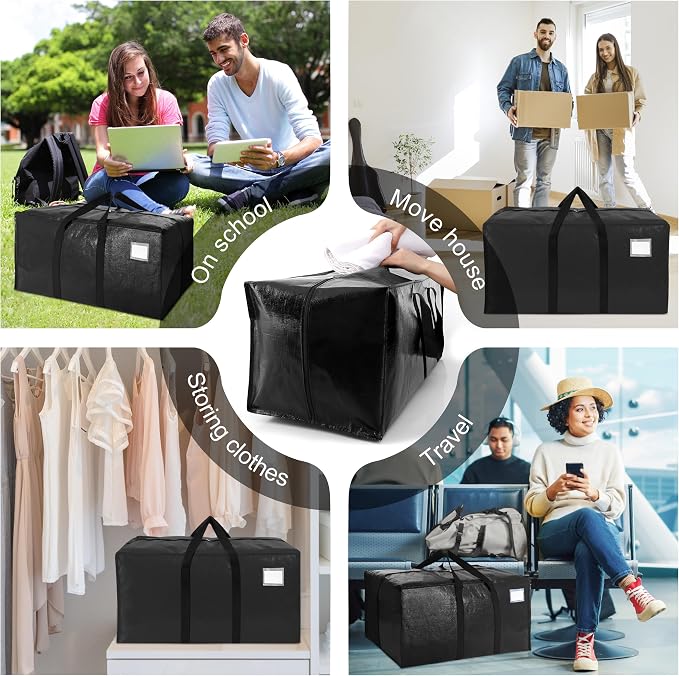 6 Pack Heavy Duty Extra Large Moving Bags W/Backpack Straps - Image 6