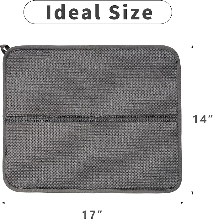 FRESHMINT Dish Drying Mats 2 Pack, Ultra Absorbent, Microfiber, Washable & - Image 5