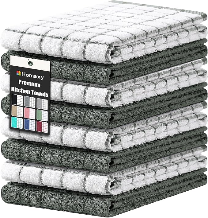 Homaxy Large Premium Cotton Kitchen Towels 16"x 28", 8 Pack, Dark Green by Homaxy