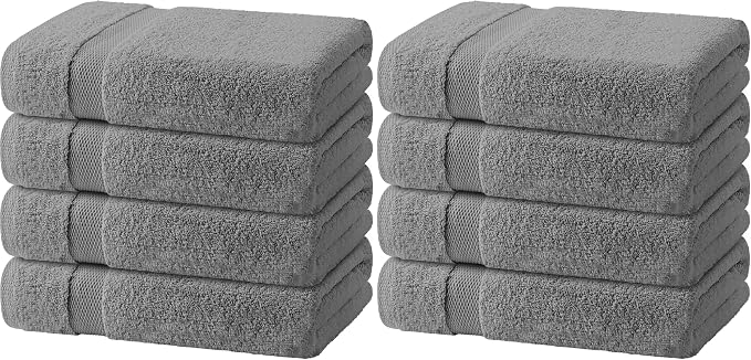 White Classic Light Gray Bath Towels 27x54 Inch, Cotton Towel Set by WhiteClassic