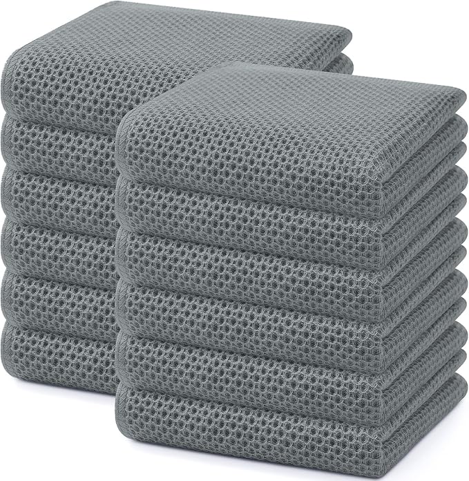 Homaxy 100% Cotton Waffle Weave Kitchen Dish Towels 12-Pack, Ultra Soft by Homaxy