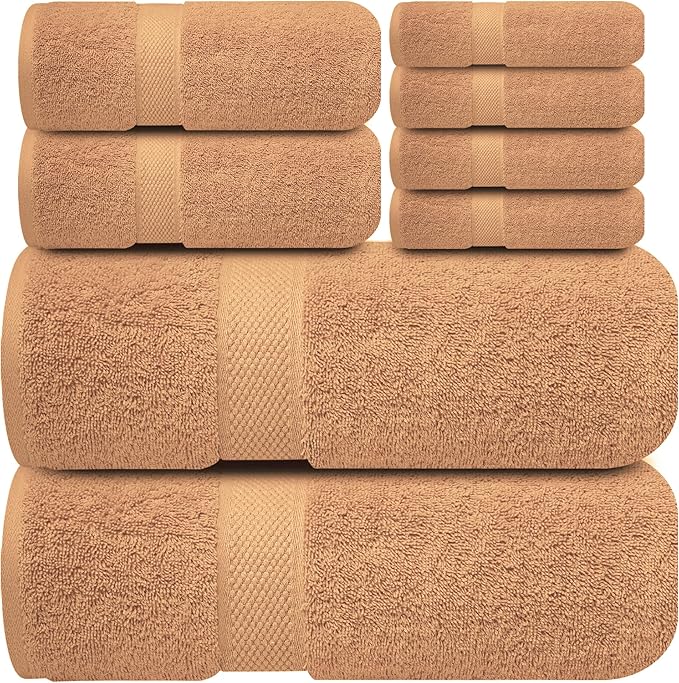 Infinitee Xclusives 100% Cotton Bath Towel Set – 8 Piece Bathroom Towel Set | – by InfiniteeXclusives