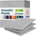 Acoustic Panels 12-Pack Soundproof Wall Panels 12"x12"x0.4" Decorative Sound Dampening for Your Home, Office, Studio, Bedroom & More with Unique GridFrame Carving [Smoky White]