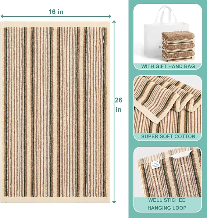 Kitchen Dish Towels for Drying Dishes, Large Cotton Kitchen Towels, Stripped - Image 2